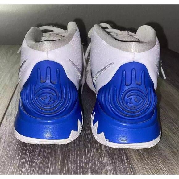 Nike Kyrie 6 Trainers Youth US Size 5.5 Basketball Shoes White Blue Leather Mesh - Picture 7 of 10